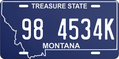 MT license plate 984534K