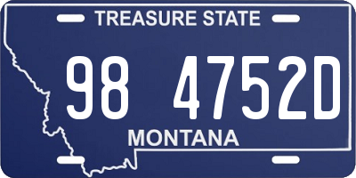 MT license plate 984752D