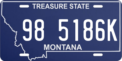 MT license plate 985186K