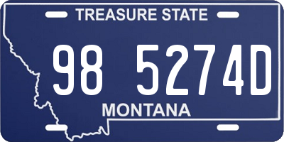MT license plate 985274D
