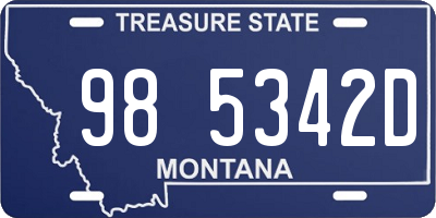 MT license plate 985342D