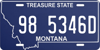 MT license plate 985346D