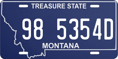 MT license plate 985354D