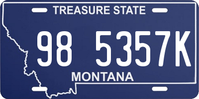 MT license plate 985357K