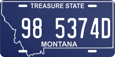 MT license plate 985374D