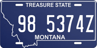 MT license plate 985374Z