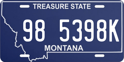 MT license plate 985398K