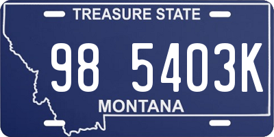 MT license plate 985403K