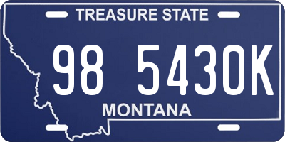 MT license plate 985430K