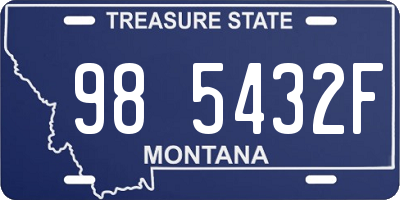 MT license plate 985432F