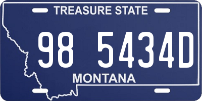 MT license plate 985434D