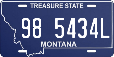 MT license plate 985434L