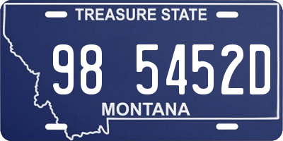 MT license plate 985452D