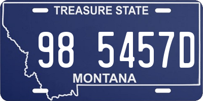 MT license plate 985457D