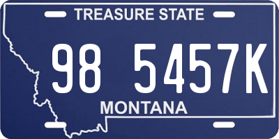 MT license plate 985457K