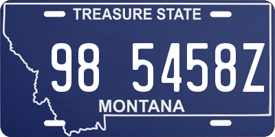 MT license plate 985458Z