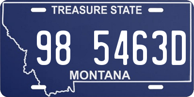 MT license plate 985463D