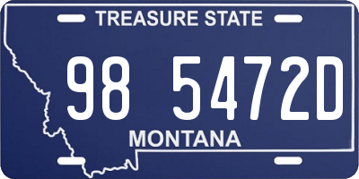 MT license plate 985472D