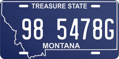 MT license plate 985478G