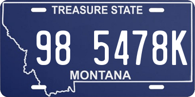 MT license plate 985478K