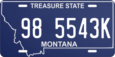 MT license plate 985543K