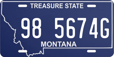 MT license plate 985674G