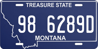 MT license plate 986289D