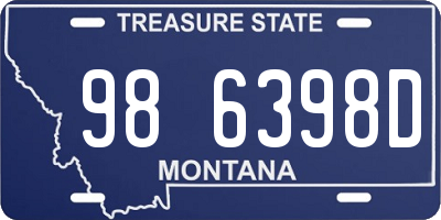 MT license plate 986398D