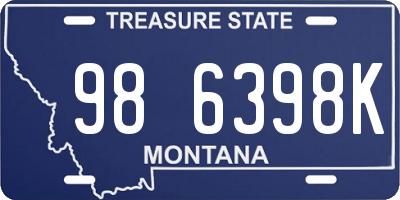 MT license plate 986398K