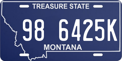 MT license plate 986425K