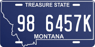 MT license plate 986457K