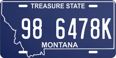 MT license plate 986478K