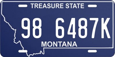 MT license plate 986487K