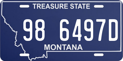 MT license plate 986497D