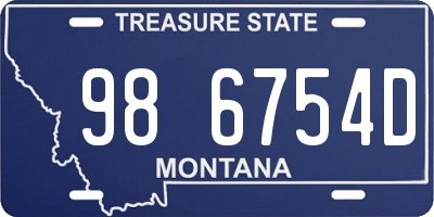 MT license plate 986754D
