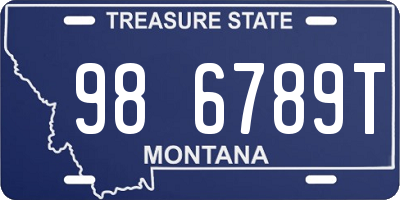 MT license plate 986789T