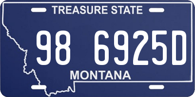 MT license plate 986925D