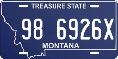 MT license plate 986926X
