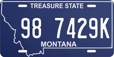 MT license plate 987429K