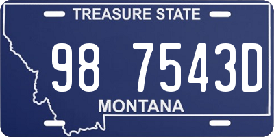 MT license plate 987543D