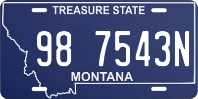 MT license plate 987543N