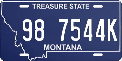 MT license plate 987544K