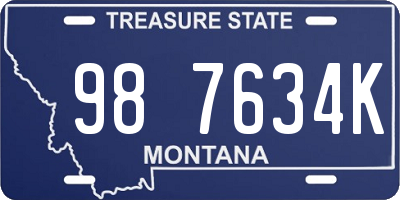 MT license plate 987634K