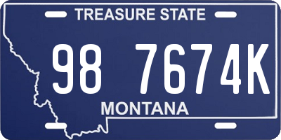 MT license plate 987674K