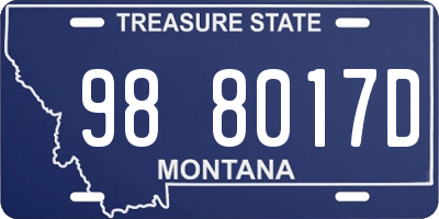 MT license plate 988017D