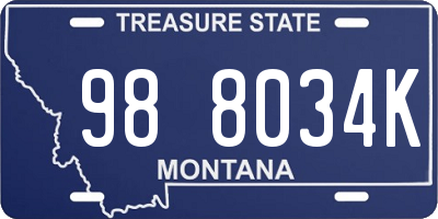 MT license plate 988034K