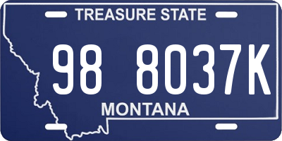 MT license plate 988037K