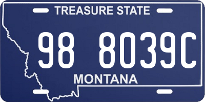 MT license plate 988039C