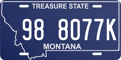 MT license plate 988077K