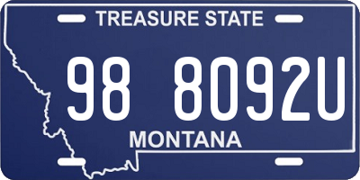 MT license plate 988092U